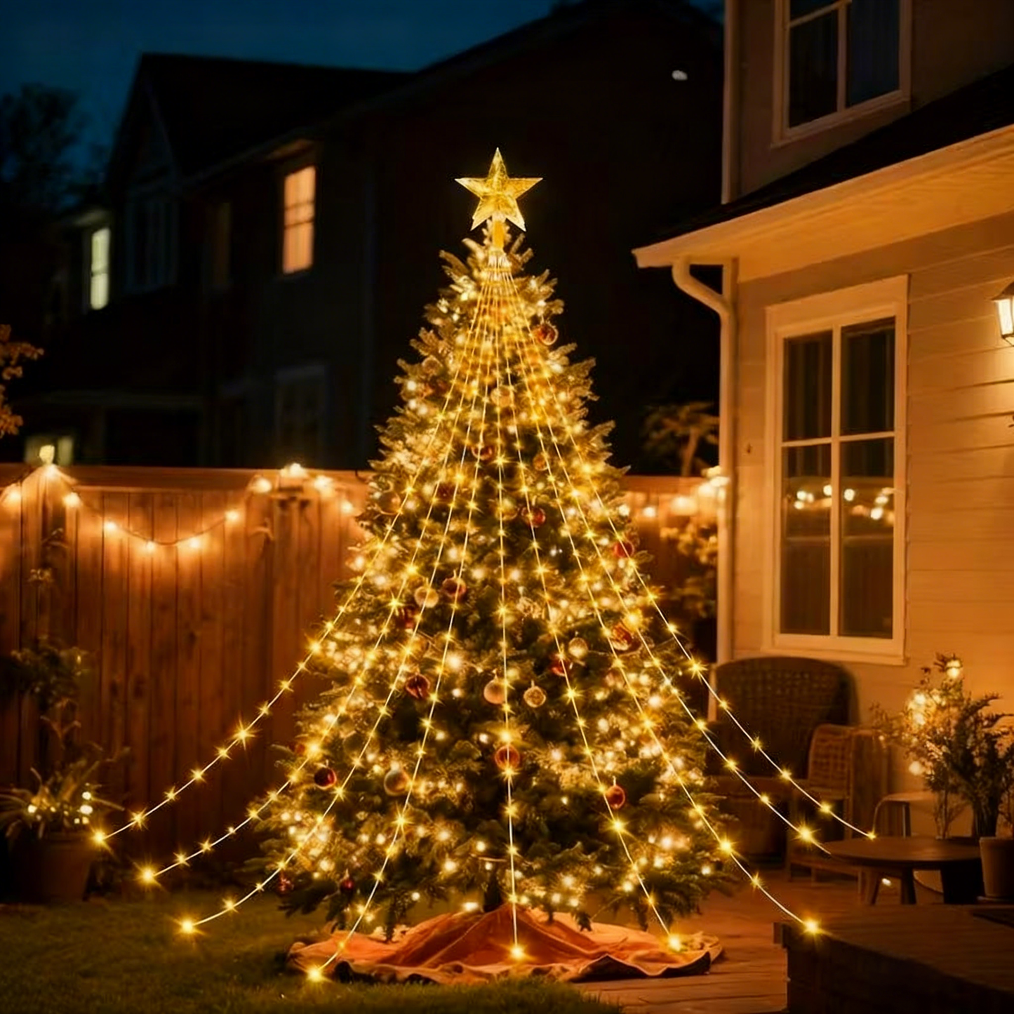 🎁Korai karácsonyi akció 50% kedvezménnyel🎄Csillagfényű kaszkád karácsonyfa égők