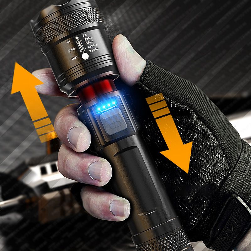 🔋 USB-Tölthető Zoom Taszlólámpa | 3000 Lumen Erős Fény, Állítható Sugár - Kemping, Szabadulószoba, Éjszakai Kirándulás 🌙✨
