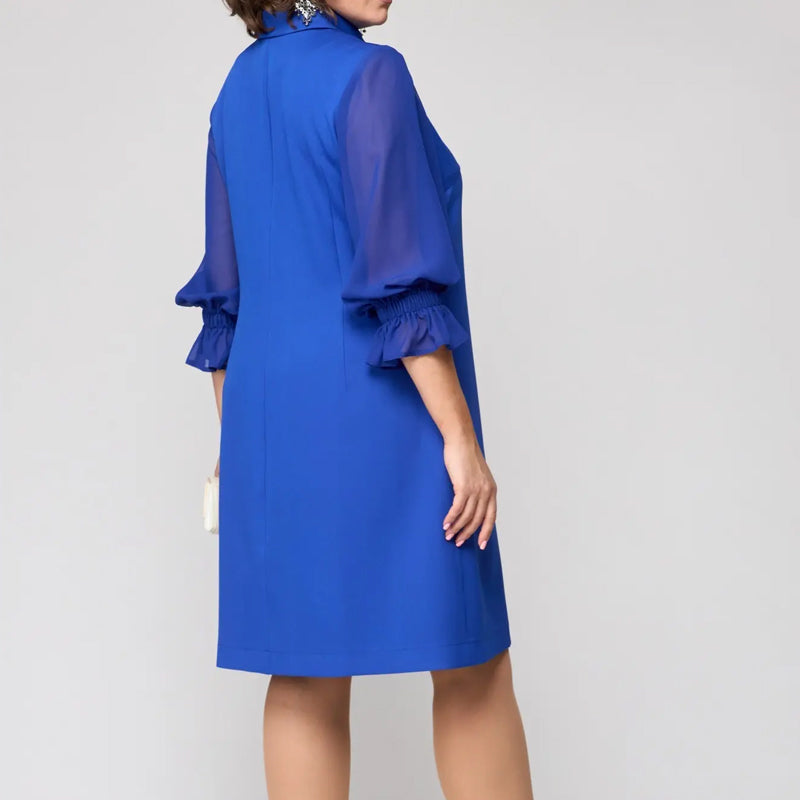 👗 elegáns egyszínű hajtókás ruha