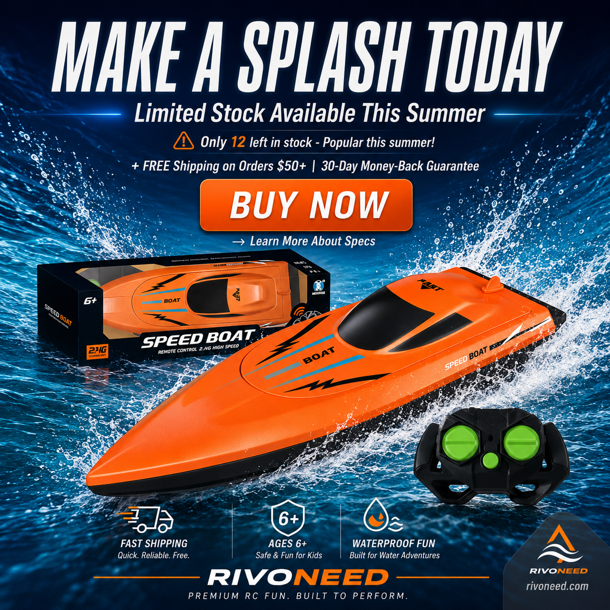 🚤 Kétmotoros, nagy sebességű távirányítású hajó – óriási sebesség, élethű kialakítás, vízi versenyzés otthon! 💨 Platás utánvéttel!