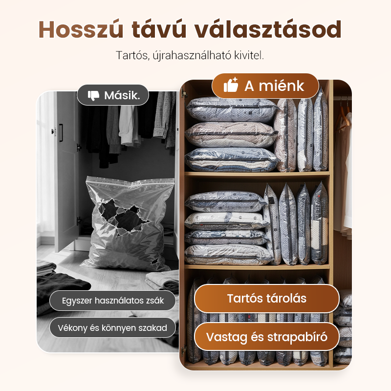 ✅ Legnépszerűbb Vákuumtároló Készlet: Páratlanító, Gombamentesítő, Több Méret | Kézi Szivattyú Utazáshoz & Otthonra