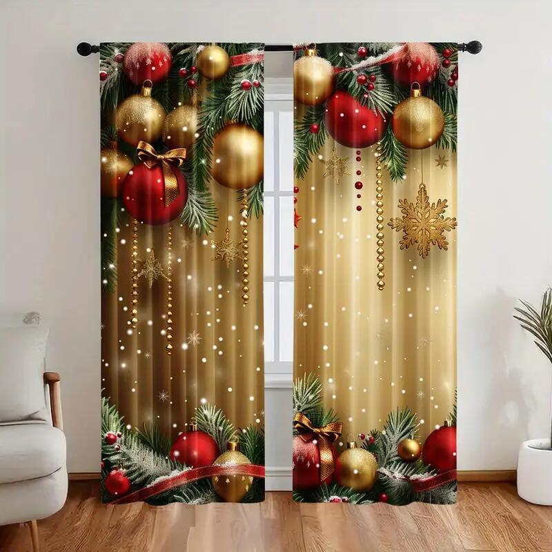🎄🎅 Karácsonyi ablakfüggöny 2 részes szett lakberendezéshez 🏡🎁