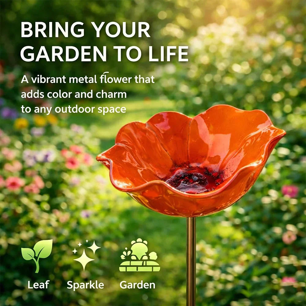 🌿 Kézzel készített fém virágtartó – elegáns, tartós, kertbe és lakásba egyaránt tökéletes! 🌺🐦 Platás utánvéttel!