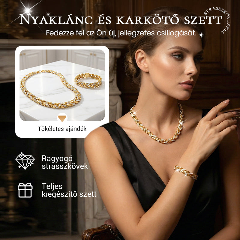 🍃 Levélmintás Ékszerszett – Nyaklánc + Karkötő | Természetes Elegancia – Tökéletes Mindennapi Viseletre & Ajándékba ✨💚