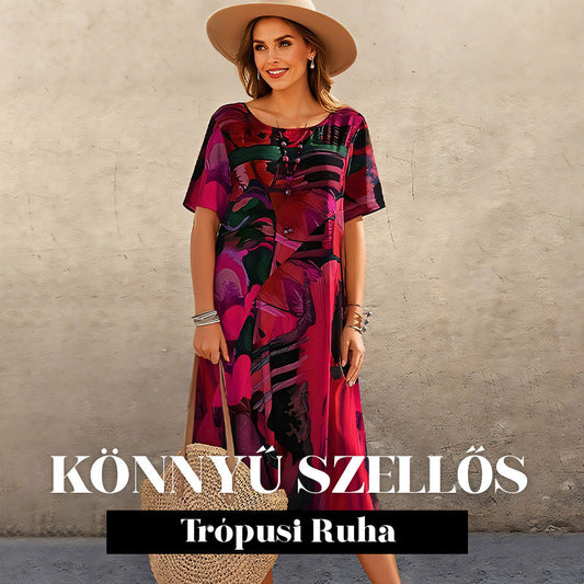 👗S-4XL🌴 Könnyű Szellős Trópusi Ruha | Női Divatos Nyári Szett Nyaralásra ✨