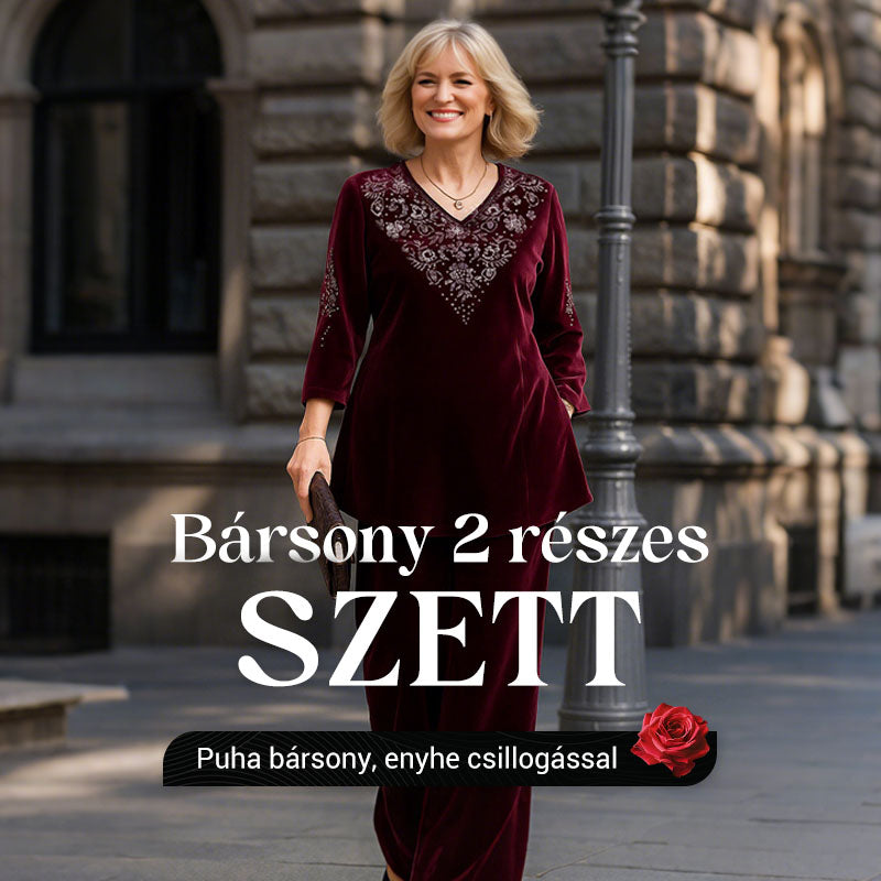 Divatos női bársony strasszos felső és nadrág szett - A legújabb trendek megtestesítője!