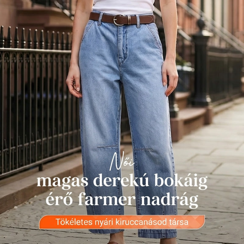 👖 Női magas derekú, rövidített hordó farmernadrág – kényelmes, trendi, tökéletes nyári viseletre! ✨ Platás utánvéttel!