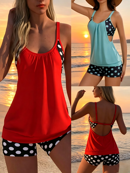 👙 S-3XL Női Pöttyös Kétrészes Fürdőruha | Divatos Bikini Szett – Kényelmes & Alakformáló Strand Divat 🏖️✨