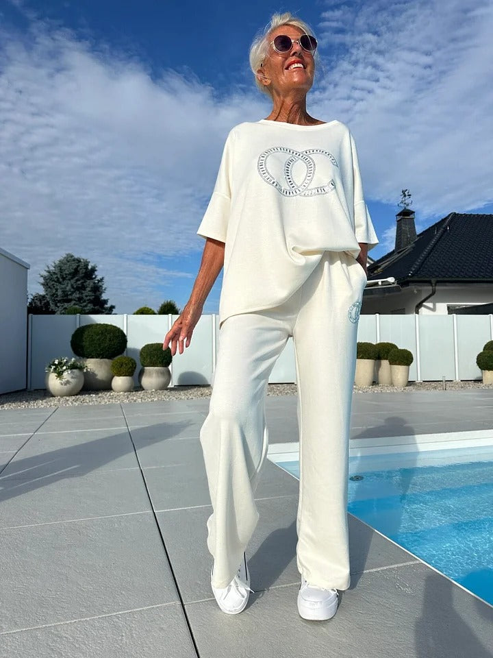 👚 S-5XL✨ Női Alkalmi Kétrészes Szett | Egyszínű Felső + Laza Nadrág Kényelmes Divat