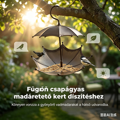 🐦 Függő esernyős madáretető és fürdő – esőben is száraz marad a kaja, madarak kedvence! ☔ Platás utánvéttel!