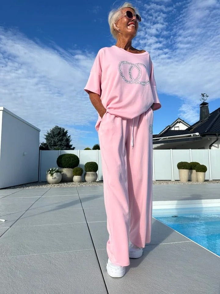 👚 S-5XL✨ Női Alkalmi Kétrészes Szett | Egyszínű Felső + Laza Nadrág Kényelmes Divat