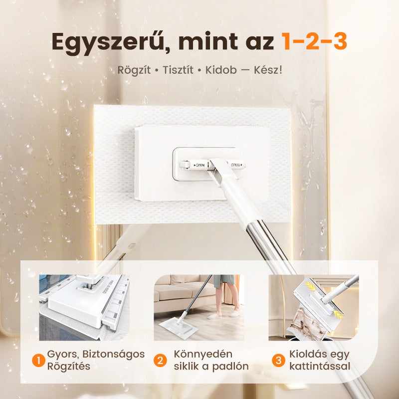 ⚡ Poroló seprű 4 mosható kendővel – szárazon és nedvesen is, nem hagy csíkot! 🏠✨ Platás utánvéttel!