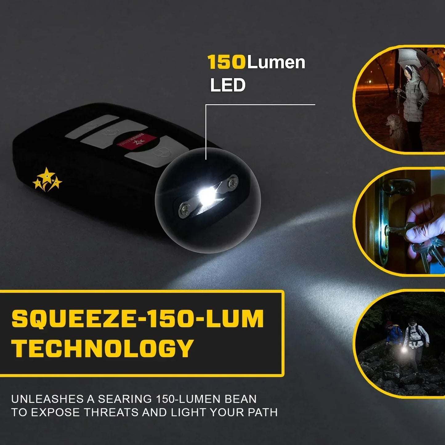 🔥 ⚡️VOLTIC V77 3-in-1 Önvédelmi Autós Kulcstartó - Sokkoló, Zseblámpa, Biztonsági Riasztó