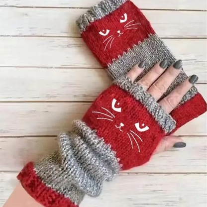 🐱 Cuki női kötött macskás kesztyű🧤🧶