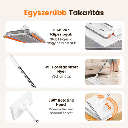 ⚡ Poroló seprű 4 mosható kendővel – szárazon és nedvesen is, nem hagy csíkot! 🏠✨ Platás utánvéttel!