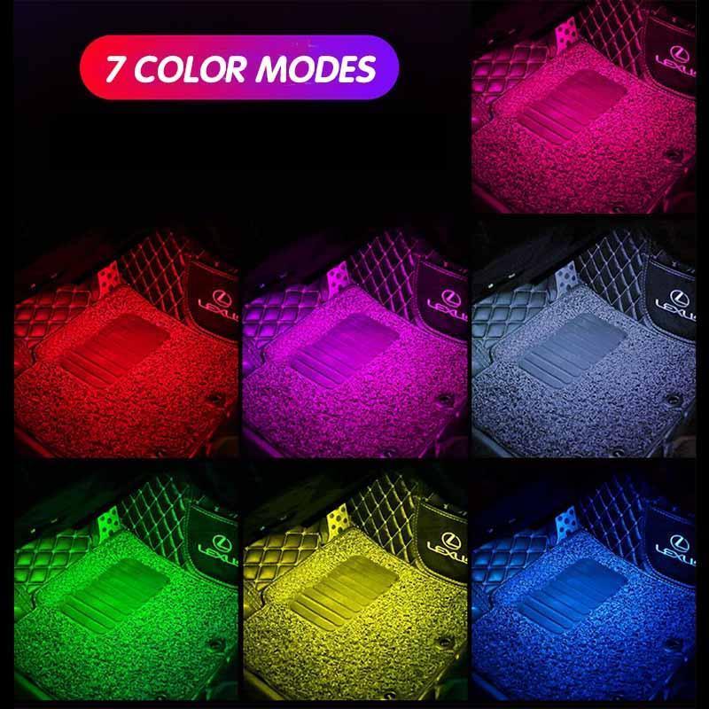 Autó Belső RGB Hangulatvilágítás Készlet | Távoli Vezérlés, USB Tápellátás - Lábtér, Ajtó, Vezetőfülke Világítása