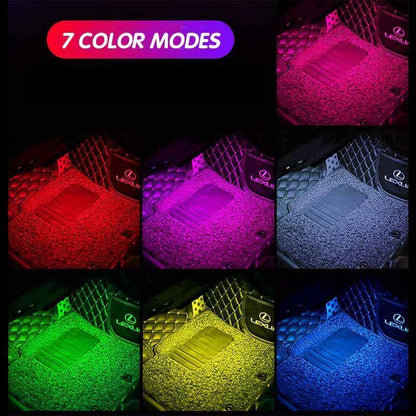 Autó Belső RGB Hangulatvilágítás Készlet | Távoli Vezérlés, USB Tápellátás - Lábtér, Ajtó, Vezetőfülke Világítása