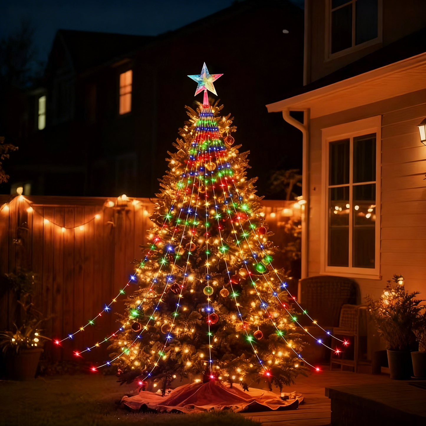 🎁Korai karácsonyi akció 50% kedvezménnyel🎄Csillagfényű kaszkád karácsonyfa égők