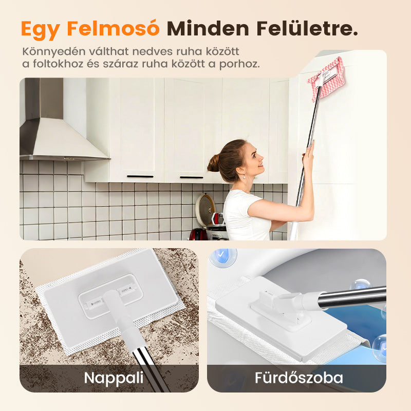 🧹 Eldobható porfelmosó 4 újrahasználható kendővel – nincs vödör, nincs mosás, csak söpörj és dobd ki! 🏠✨ Utánvéttel!