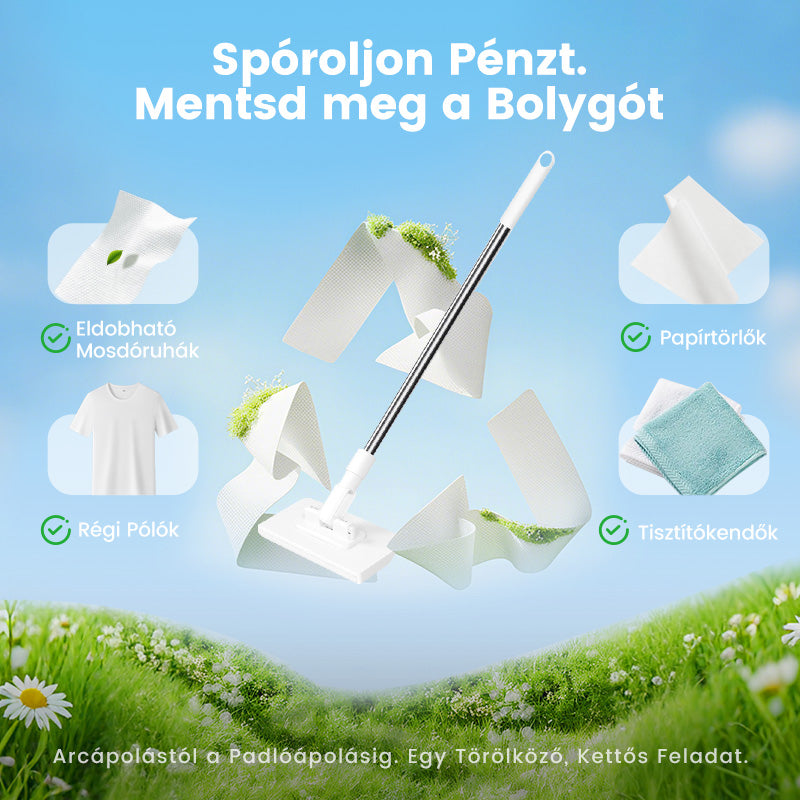 ⚡ Poroló seprű 4 mosható kendővel – szárazon és nedvesen is, nem hagy csíkot! 🏠✨ Platás utánvéttel!