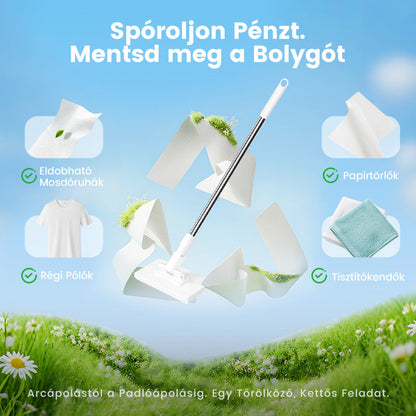 ⚡ Poroló seprű 4 mosható kendővel – szárazon és nedvesen is, nem hagy csíkot! 🏠✨ Platás utánvéttel!
