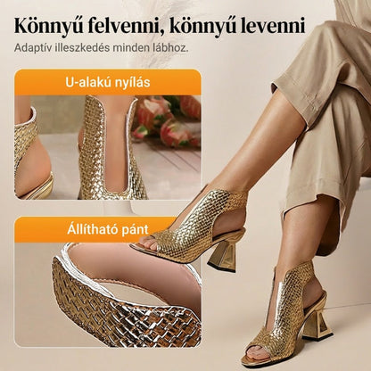 ✨ Kényelmes és stabil magas sarkú cipők | Elegáns, nyitott orrú női szandálok nyári partikra 👡💕