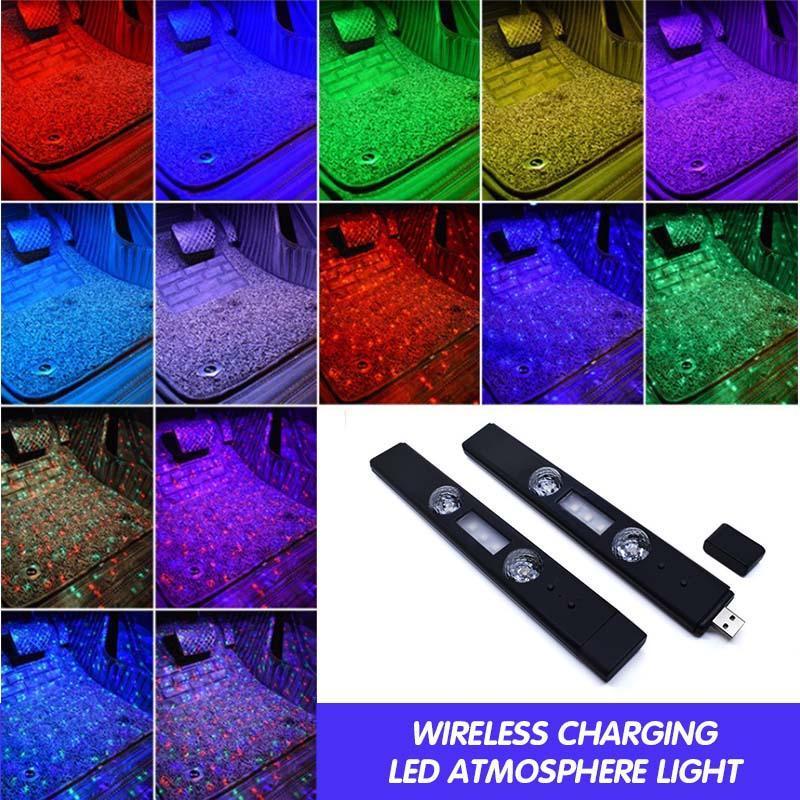 Autó Belső RGB Hangulatvilágítás Készlet | Távoli Vezérlés, USB Tápellátás - Lábtér, Ajtó, Vezetőfülke Világítása