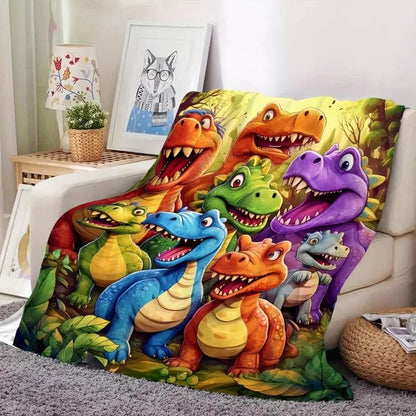 🎄Karácsonyi akció - 49% kedvezmény🎅Puha, vidám takaró aranyos mosolygó dinoszauruszokkal, HD digitális nyomtatás, flanel