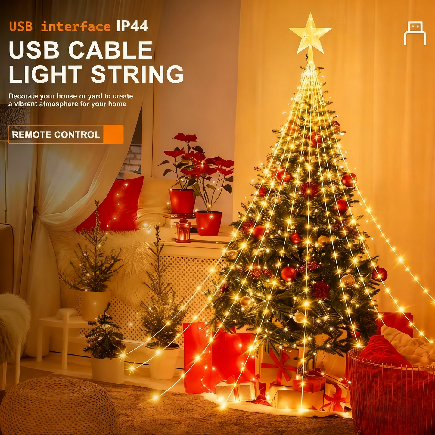 🎁Korai karácsonyi akció 50% kedvezménnyel🎄Csillagfényű kaszkád karácsonyfa égők