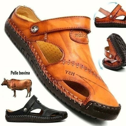 🔥 Nagy méretű puha bőr férfi légáteresztő kültéri szandál – egész napos kényelem, nem izzad, nem nyom, nem dörzsöl! 👞☀️ Utánvéttel!