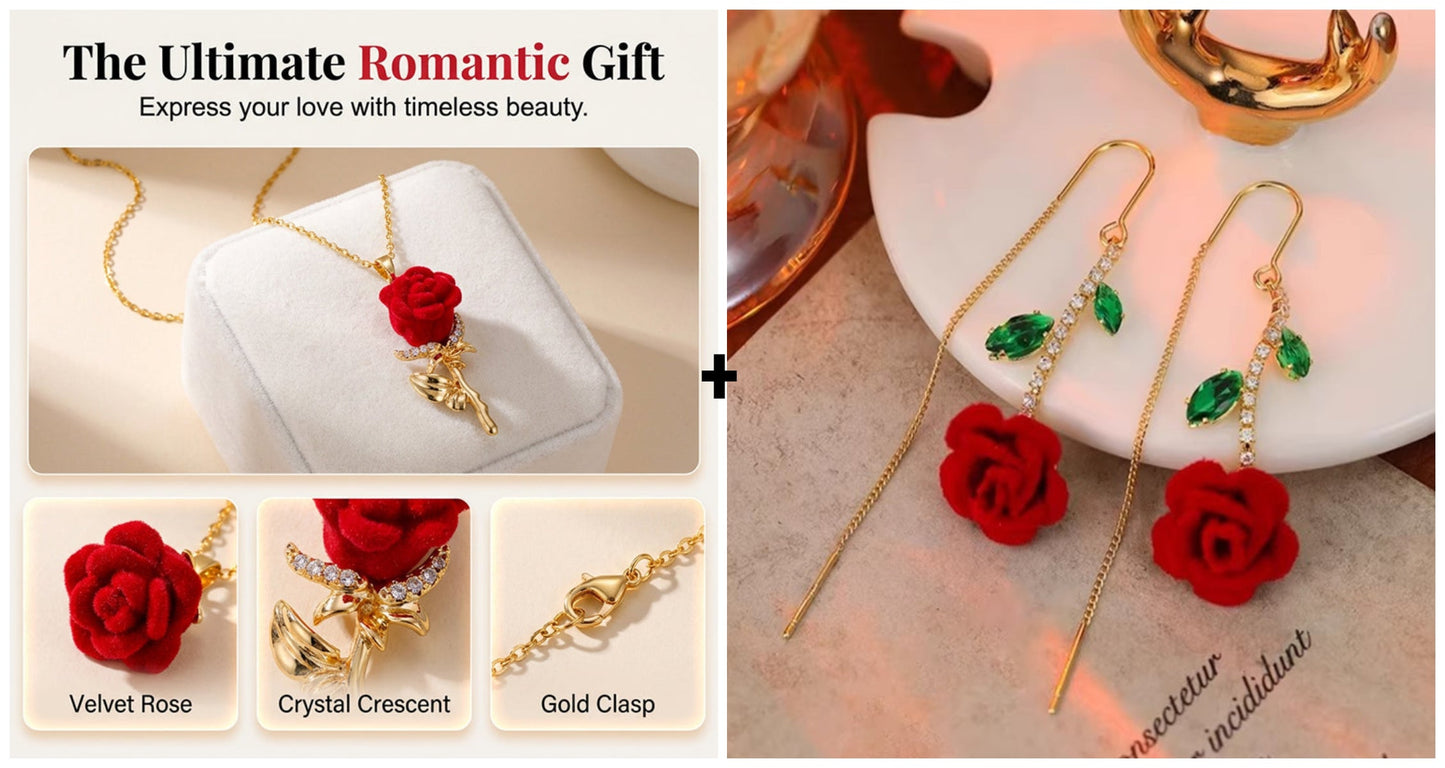🌹 Elegáns vörös rózsa medálos nyaklánc – szerelem, szenvedély és stílus egy ékszerben! 💖✨ Utánvéttel!