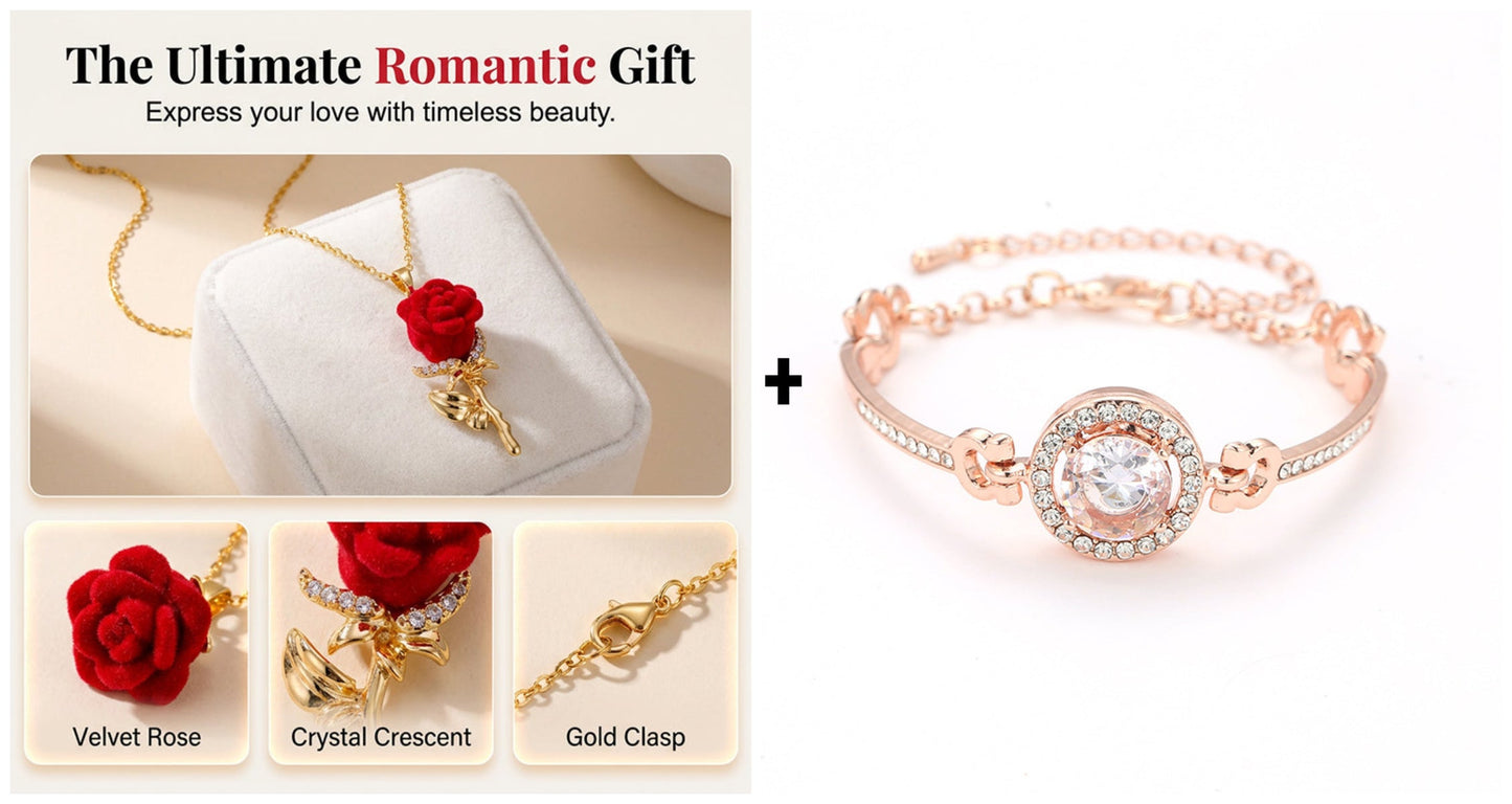 🌹 Elegáns vörös rózsa medálos nyaklánc – szerelem, szenvedély és stílus egy ékszerben! 💖✨ Utánvéttel!