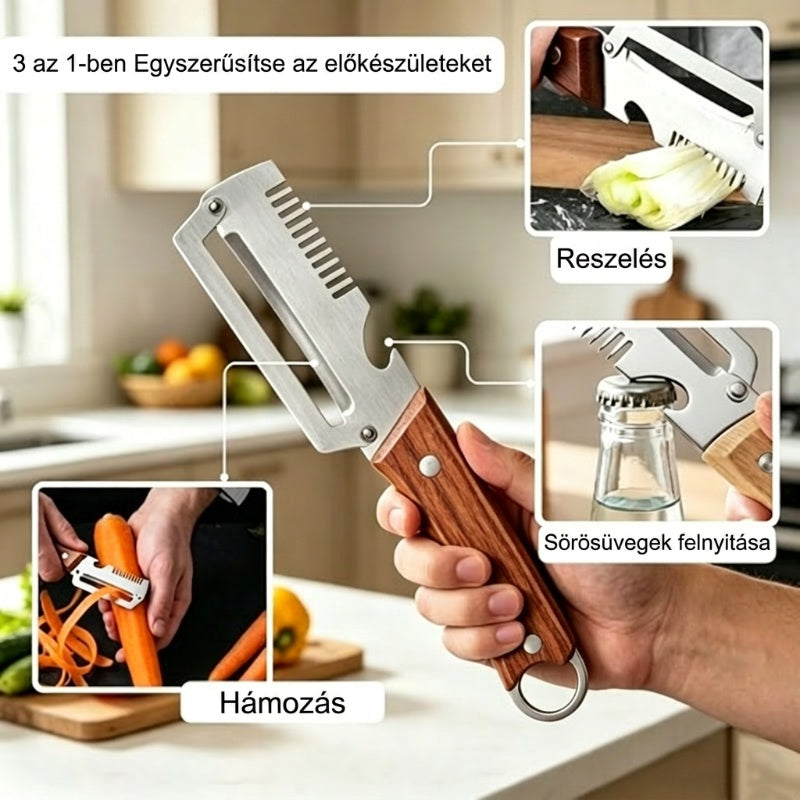 🔪 2 az 1-ben gyümölcshámozó + bornyitó – praktikus segítő a konyhában és a pulton! 🍷🍎 Platás utánvéttel!