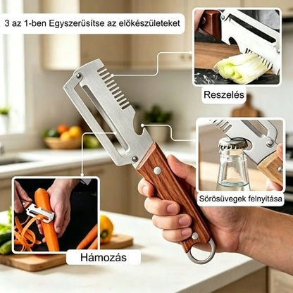 🔪 2 az 1-ben gyümölcshámozó + bornyitó – praktikus segítő a konyhában és a pulton! 🍷🍎 Platás utánvéttel!