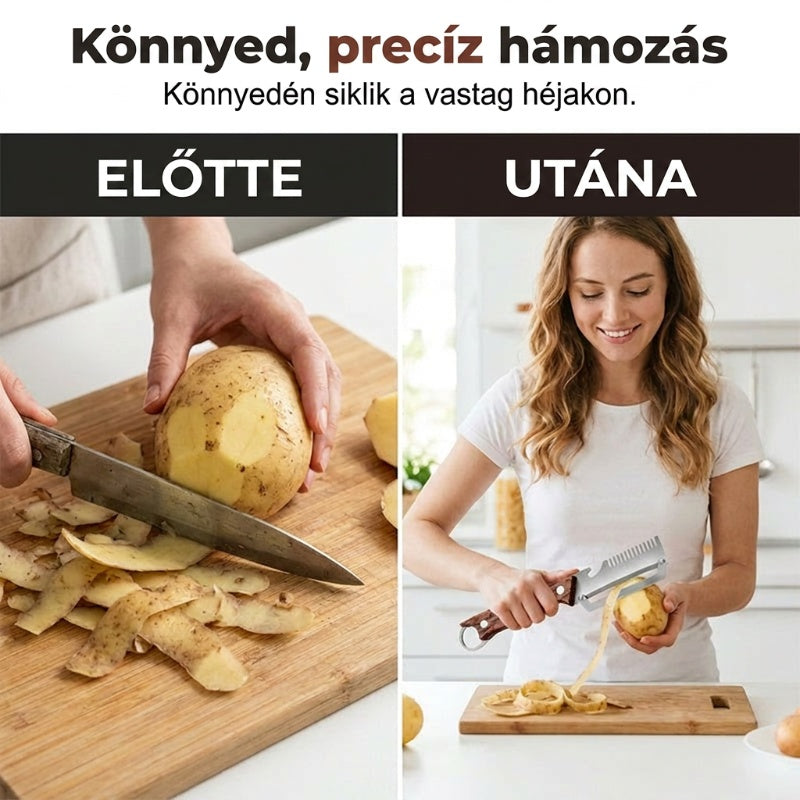 🔪 2 az 1-ben gyümölcshámozó + bornyitó – praktikus segítő a konyhában és a pulton! 🍷🍎 Platás utánvéttel!