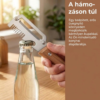 🔪 2 az 1-ben gyümölcshámozó + bornyitó – praktikus segítő a konyhában és a pulton! 🍷🍎 Platás utánvéttel!