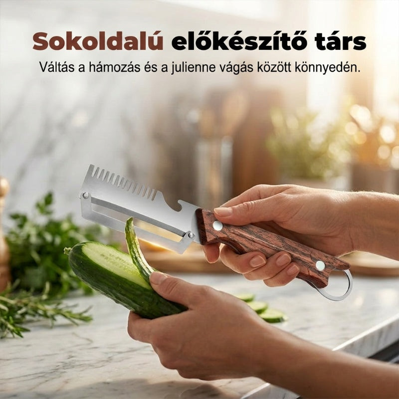 🔪 2 az 1-ben gyümölcshámozó + bornyitó – praktikus segítő a konyhában és a pulton! 🍷🍎 Platás utánvéttel!
