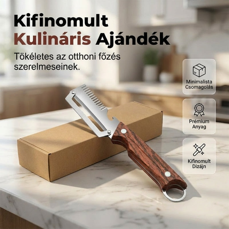 🔪 2 az 1-ben gyümölcshámozó + bornyitó – praktikus segítő a konyhában és a pulton! 🍷🍎 Platás utánvéttel!