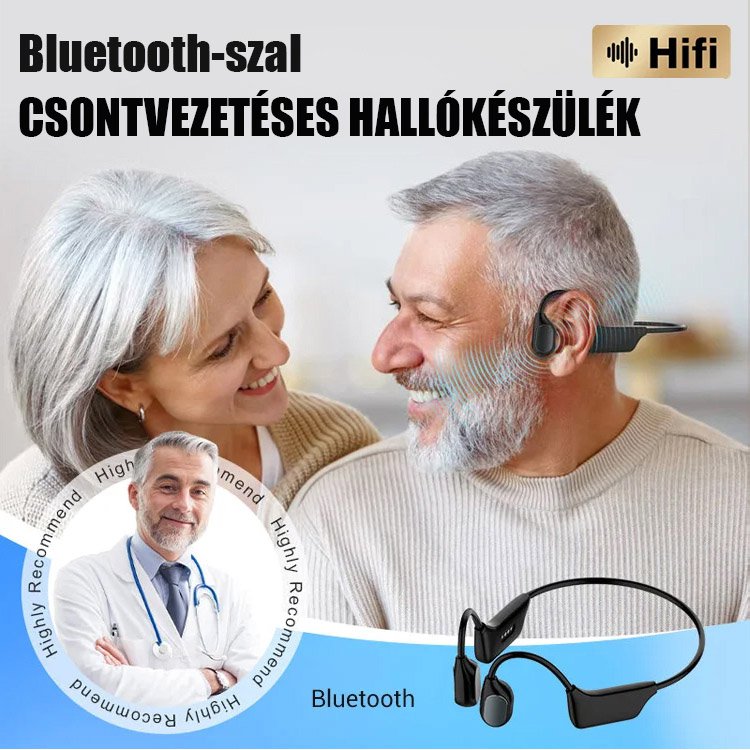 Orvosi Hallókészülék Bluetooth-al: Csontvezetéses Technológia, Szürke Zajszűrés, Fülkímélő Hallássegítő Mindennapokra