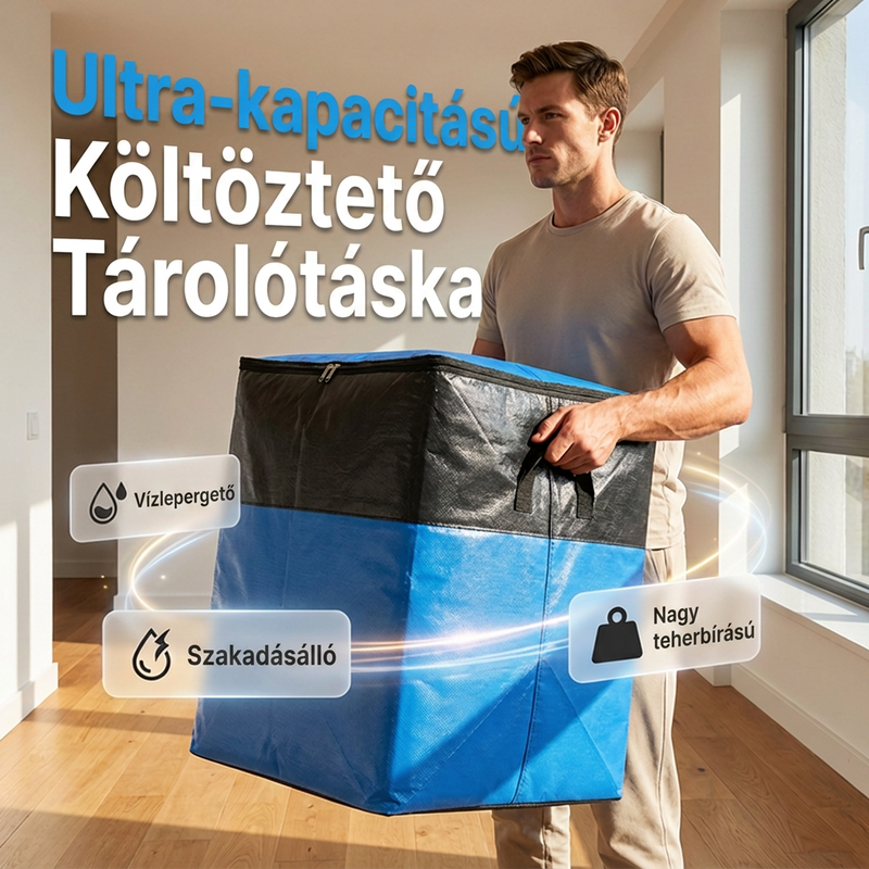 🚚📦 Összecsukható tároló és költöztető táska – extra nagy kapacitás, lapra hajtható, megerősített fogantyúk! 🏠👜 Otthoni szervezéshez és költözéshez tökéletes. Utánvéttel!