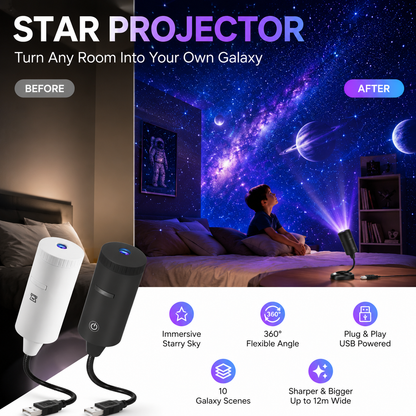 🥳 Plug-and-play HD csillagos égbolt és óceán vetítő éjszakai lámpa – egy gombnyomás, és a szobád égboltja csillagokkal, az ágyad pedig tengerrel telik meg! 🌌🌊 Platás utánvéttel!