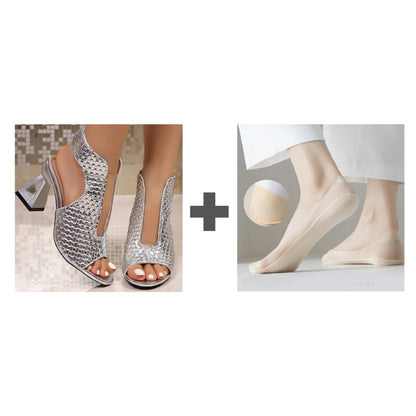 ✨ Kényelmes és stabil magas sarkú cipők | Elegáns, nyitott orrú női szandálok nyári partikra 👡💕