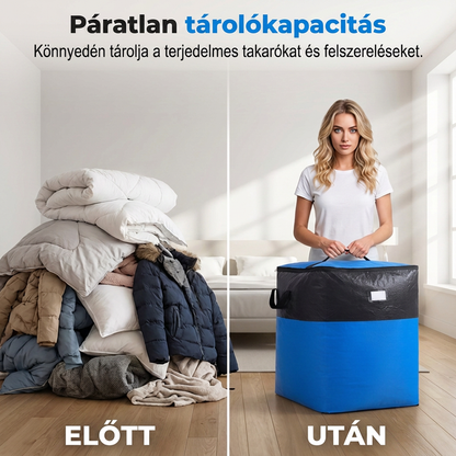 🚚📦 Összecsukható tároló és költöztető táska – extra nagy kapacitás, lapra hajtható, megerősített fogantyúk! 🏠👜 Otthoni szervezéshez és költözéshez tökéletes. Utánvéttel!