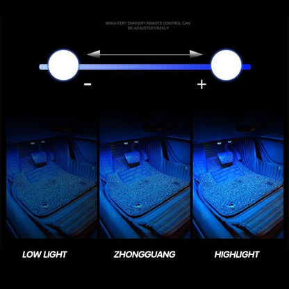 Autó Belső RGB Hangulatvilágítás Készlet | Távoli Vezérlés, USB Tápellátás - Lábtér, Ajtó, Vezetőfülke Világítása
