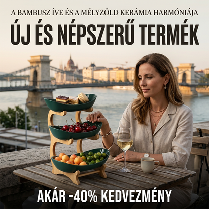 ✨🌿 3-szintes gyümölcstál fa állvánnyal – helytakarékos, dekoratív, könnyen tisztítható! 🍎🍇 Platás utánvéttel!