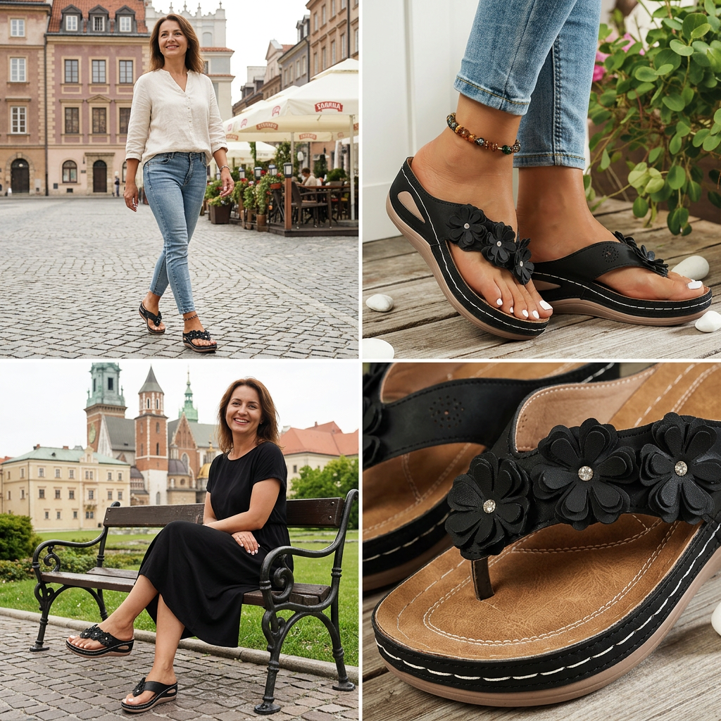 🌸 Női virágmintás, magas sarkú tangás szandál – tündéri stílus, egész napos kényelem! ✨ Utánvéttel!