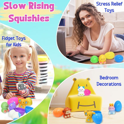 Lassan Kelő Squishy Játék Húsvétra | 12/24 DB Előretöltött Tojás - Kreatív Játék, Szenzoros Élmény Gyerekeknek