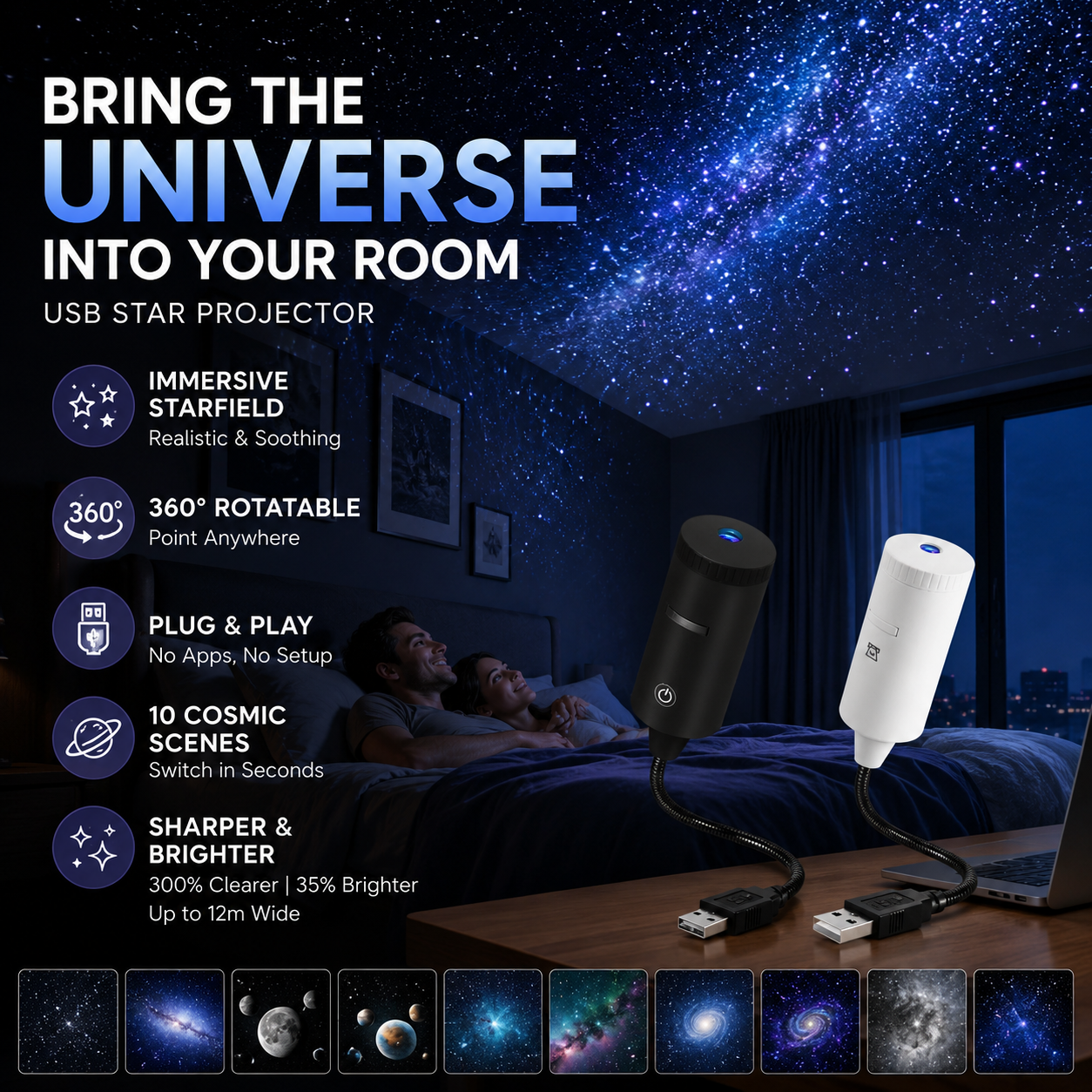🥳 Plug-and-play HD csillagos égbolt és óceán vetítő éjszakai lámpa – egy gombnyomás, és a szobád égboltja csillagokkal, az ágyad pedig tengerrel telik meg! 🌌🌊 Platás utánvéttel!