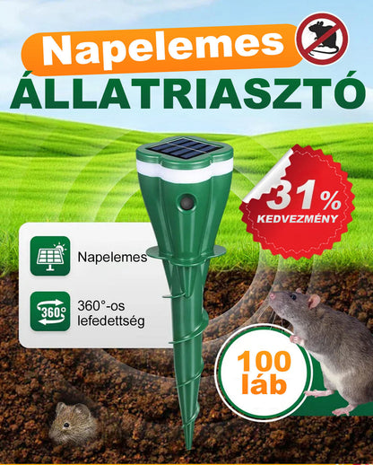 🔆 Napelemes, vízálló ultrahangos állatriaszto mozgásérzékelővel – vegyszermentes védelem kertedbe! 🐕🦌 Raktáron, platás utánvéttel!