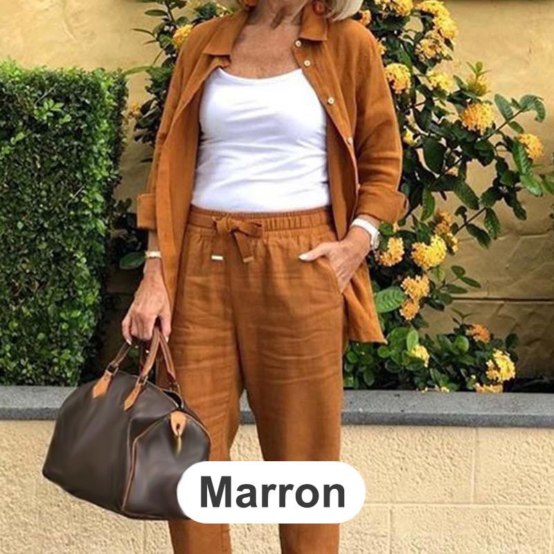 👗 Női pamut vászon blúz és hosszú ujjú nadrág – kényelmes, légáteresztő, természetes anyag! Viseld együtt, vagy külön-külön. 🌿 Utánvéttel!